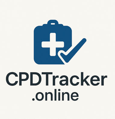 CPDTracker.online logo CPDtracker.online logo featuring a first aid box with a cross on it and a tick next to it
